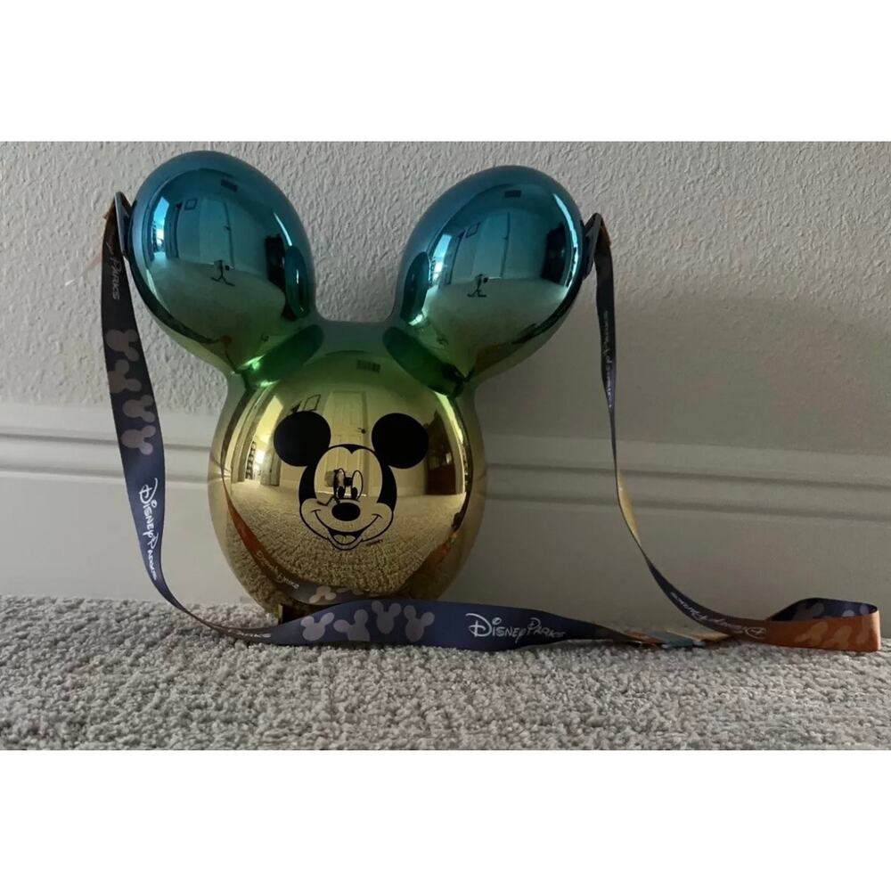 Disney Parks 2023 Mickey Balloon Blue Gold Sunrise Ombre Metallic Popcorn Bucket